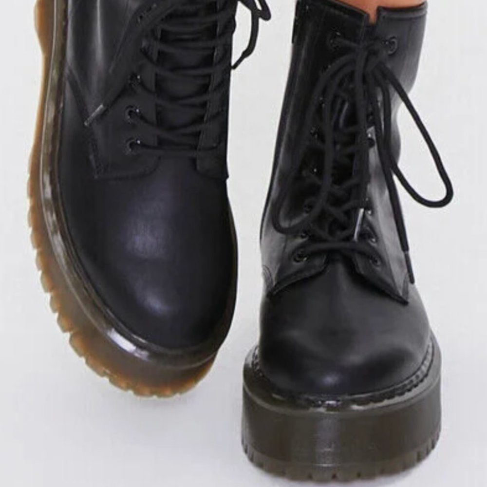 F21 Faux Suede Lug Sole Combat Boots